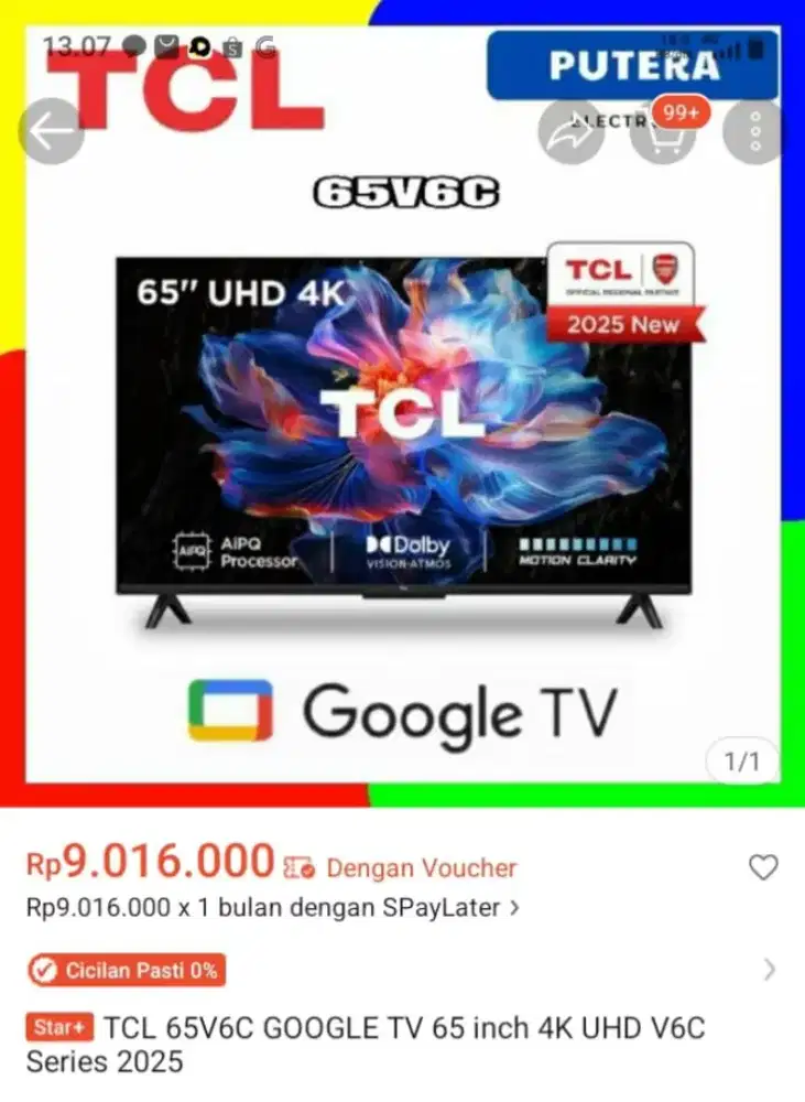 TV TCL 65V6C GOOGLE TV 65 4K UHD V6C