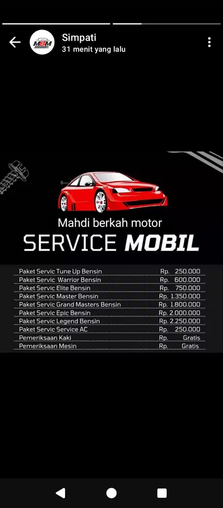 Di cari mekanik mobil yang telah berpengalaman dalam bidang...