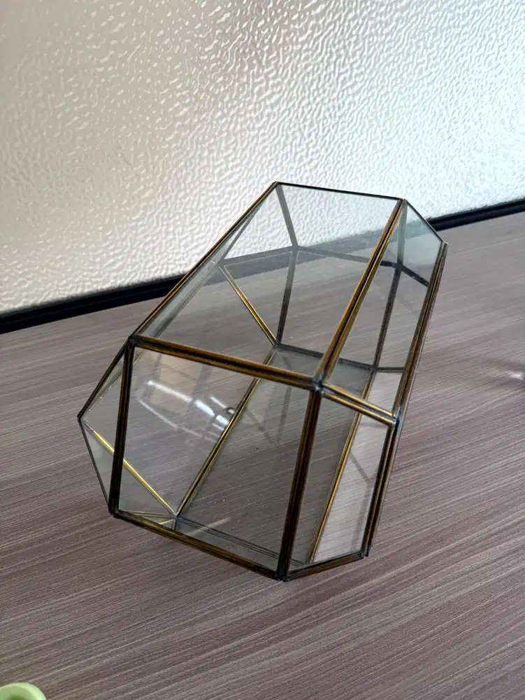 Terarium Kaca Geometri Brass Panjang / Wadah Perhiasan