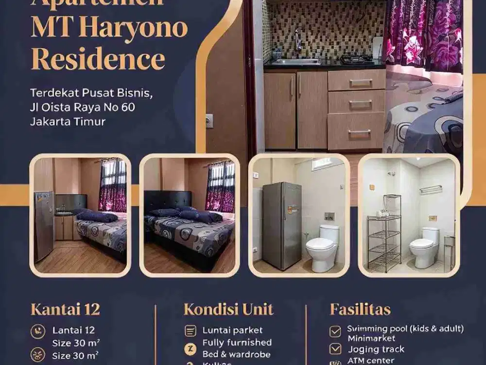 Apartemen Mt Haryono Residence dijual murah furnished 2 kamar