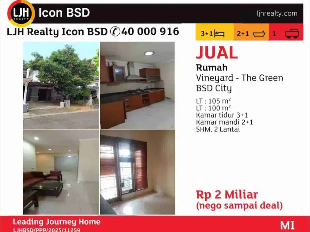Di Jual Rumah Hunian Vineyard The Green BSD City