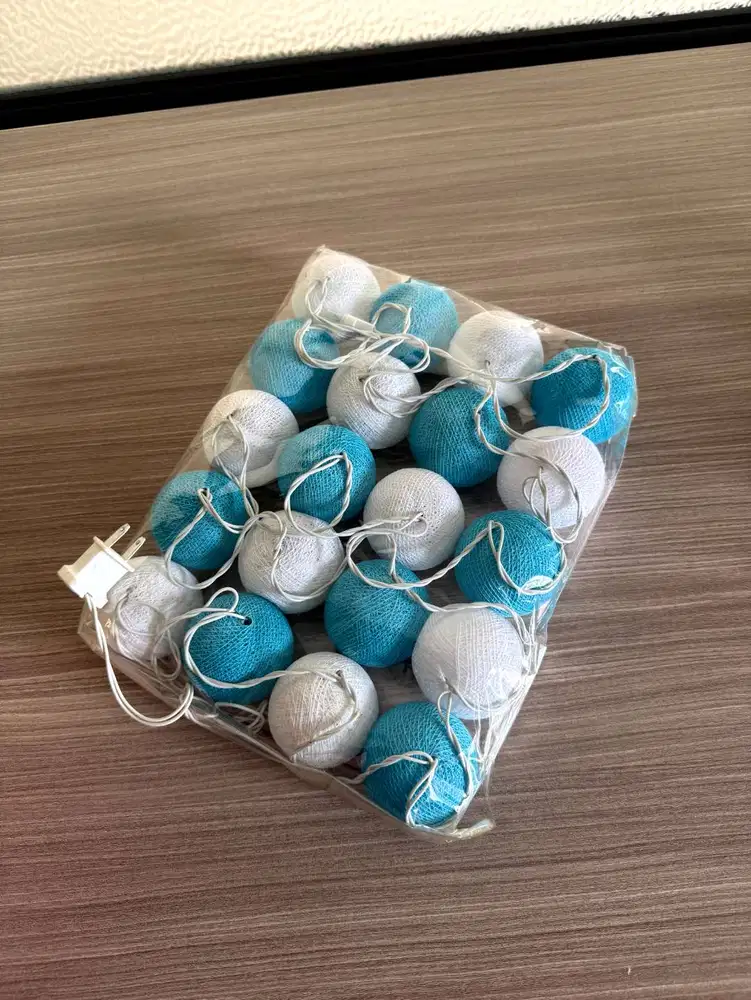 Lampu Hiasan Bola Benang Estetik (Cotton Ball String Lights)