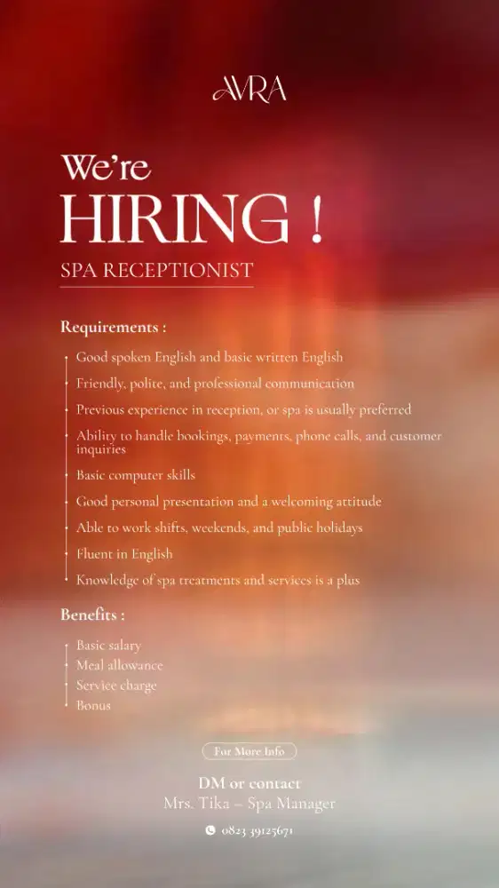 SPA Job VACANCY