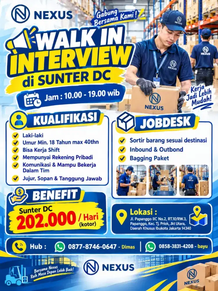 Lowongan kerja daily worker Shoppe sunter dc