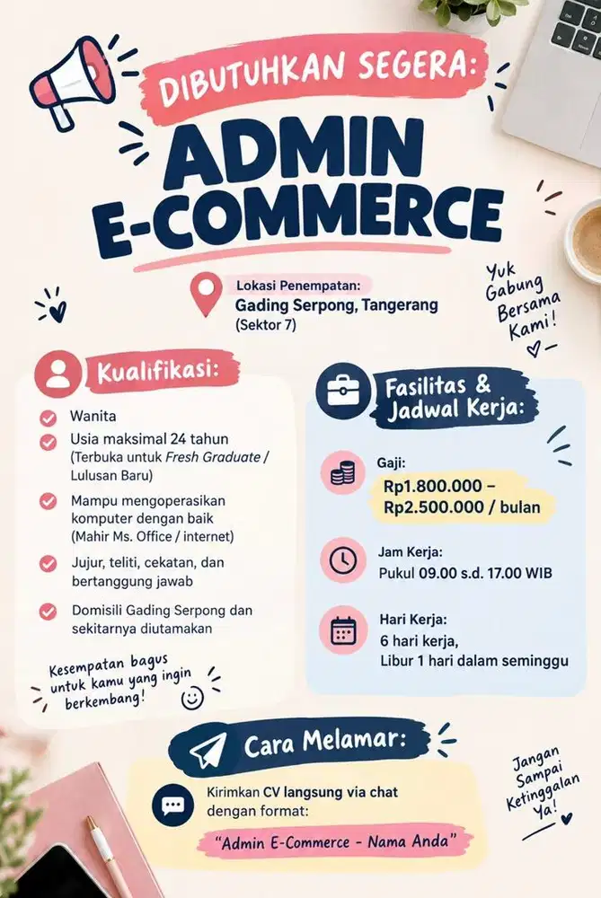 LOWONGAN ADMIN E-COMMERCE GADING SERPONG