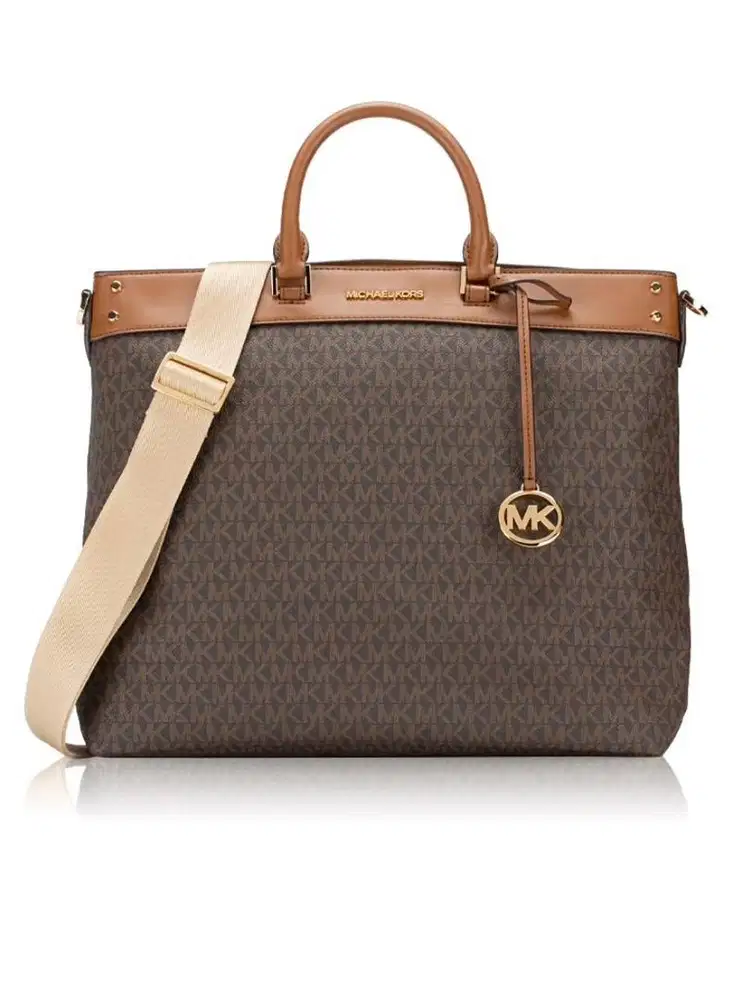 MICHAEL KORS  Jet Set Signature Large Pocket Tote Brown