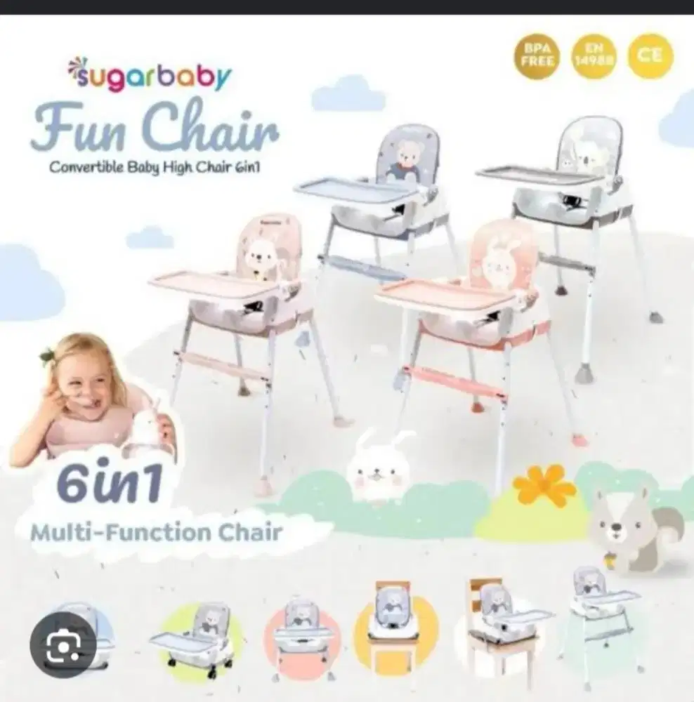 SUGARBABY FUN CHAIR 6 IN 1, PINK, KONDISI 100% BARU, EKS KADO