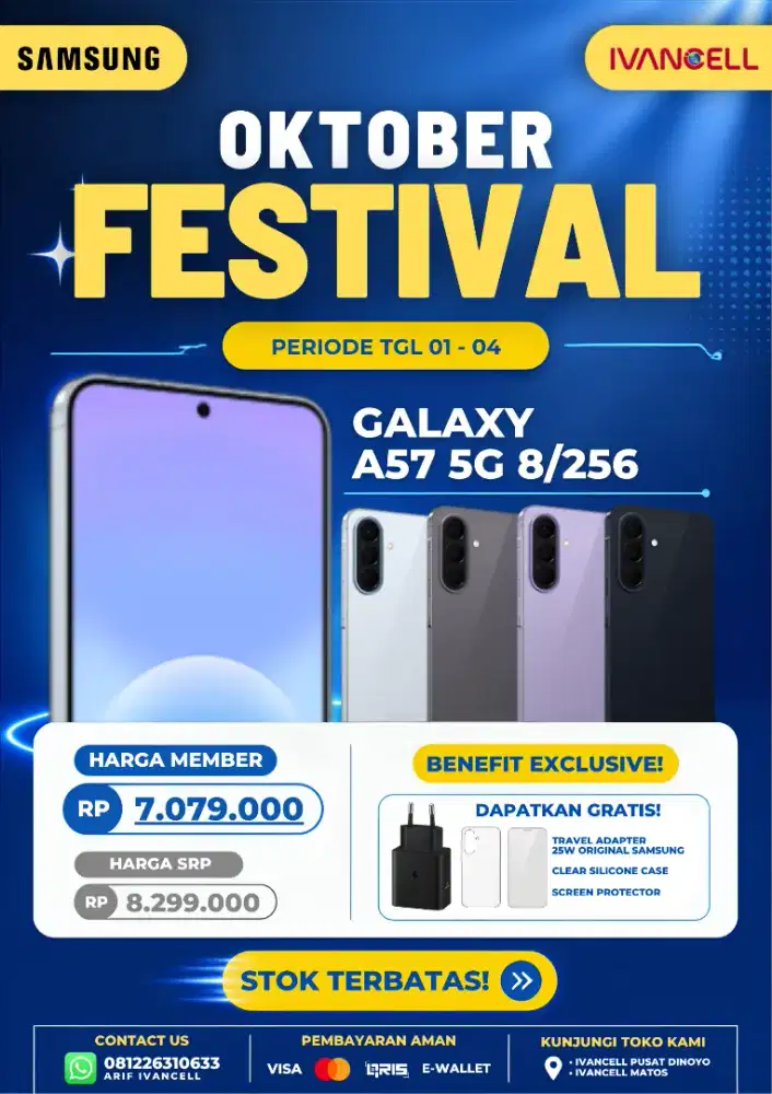 SAMSUNG A57 TERBARU POTONGAN HARGA TERMURAH FREE AKSESORIS ORIGINAL