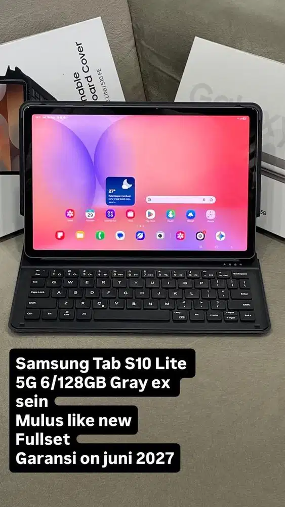 SAMSUNG TAB S10 Lite 10.9” 5G 6/128GB GRAY MULUS LIKE NEW garansi on