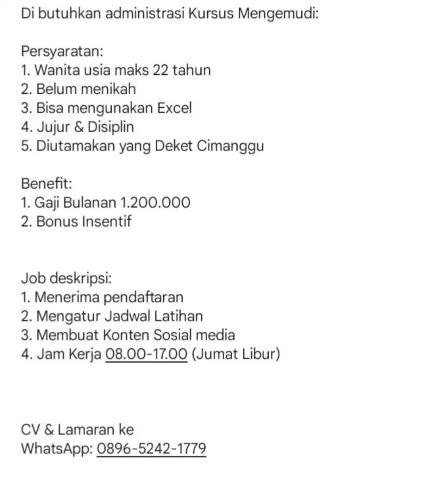 Di butuhkan untuk administrasi
