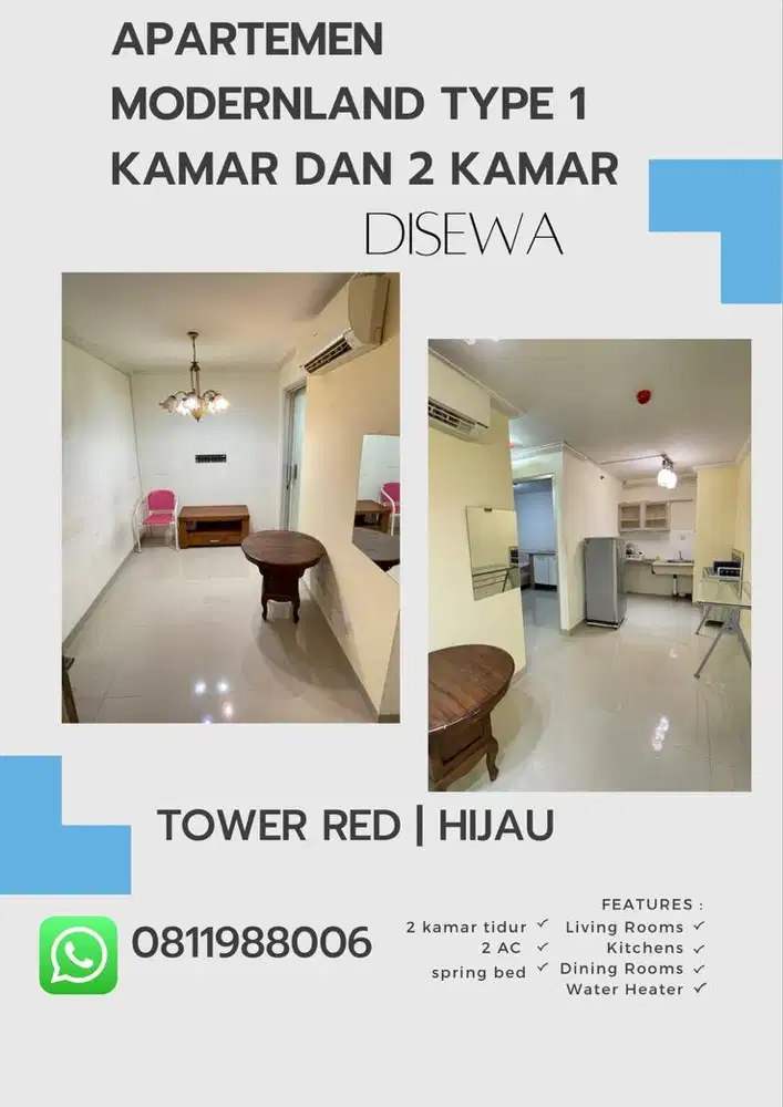 DISEWA APARTEMEN 2 KAMAR DI KOTA TANGERANG