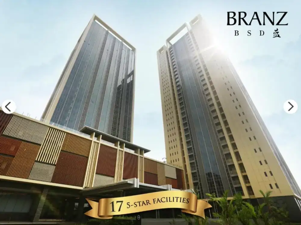Disewakan Branz BSD 1BR Fully Furnished 56 m² Lantai 15 View AEON – 85 Juta/Tahun