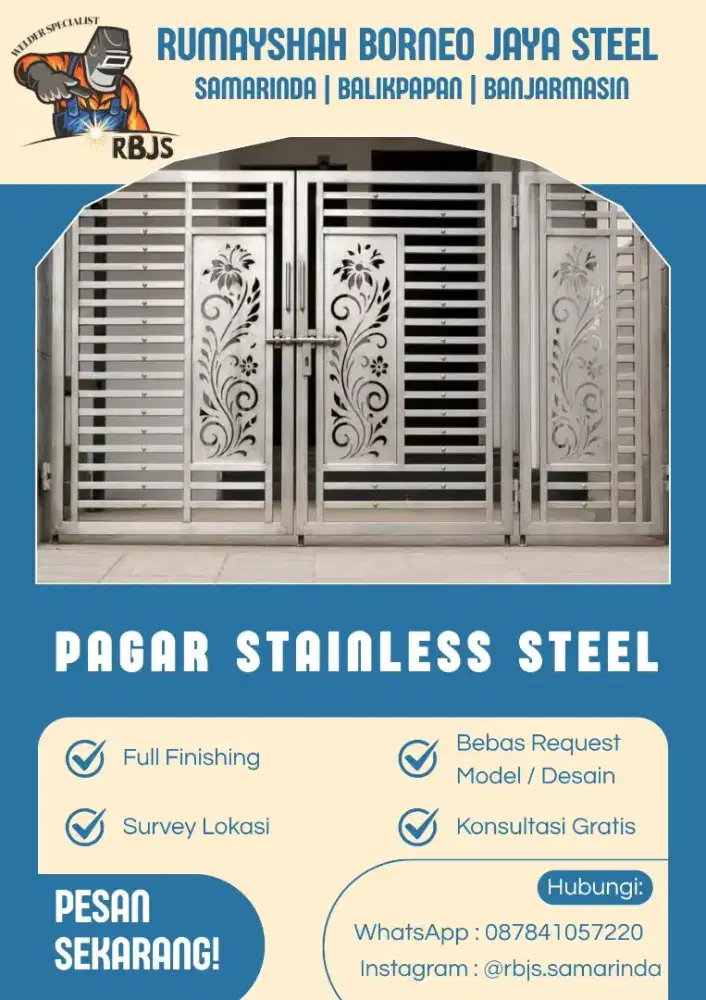 PAGAR STAINLESS STEEL MINIMALIS | MODERN & CUSTOM