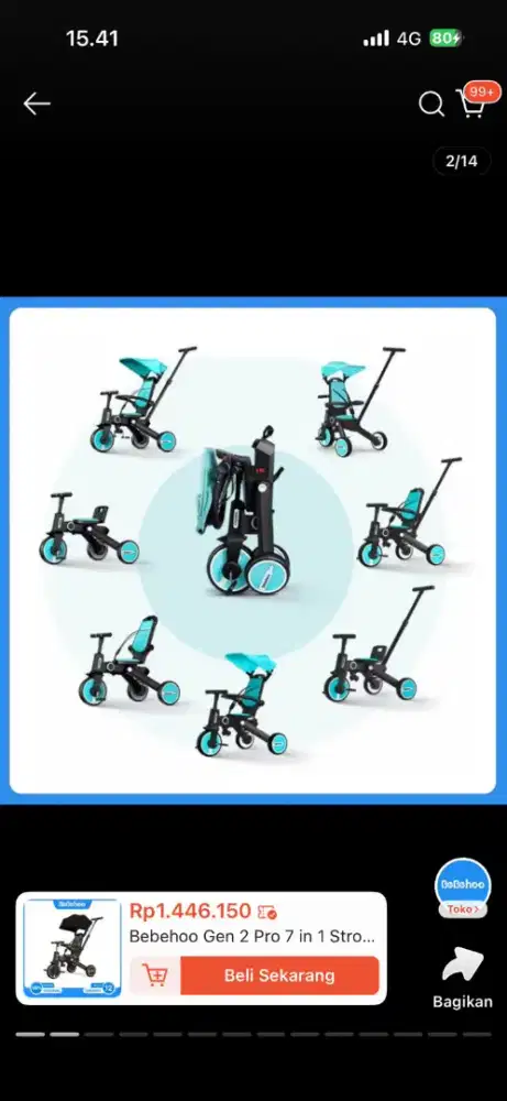 Sepeda stroller bebehoo gen 2 pro 7 in 1