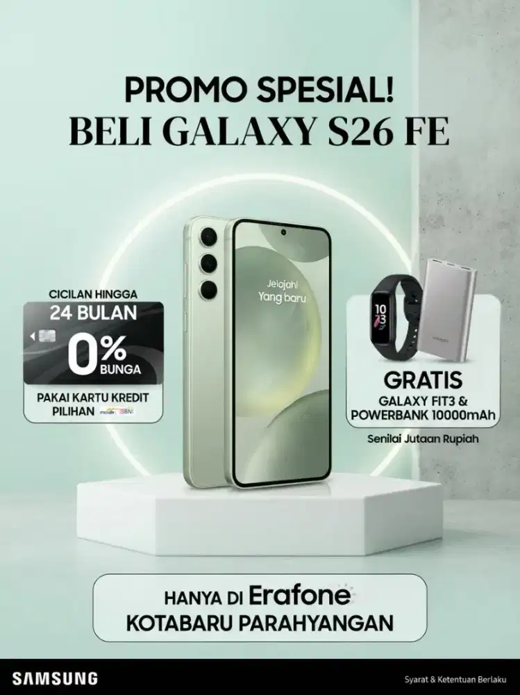 Samsung S26FE promo cicilan bisa 0% bunga dan tenor sampao 24 bulan