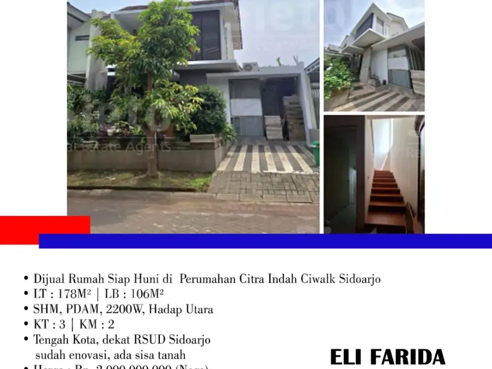 Dijual Rumah Siap Huni di  Perumahan Citra Indah Ciwalk Sidoarjo
