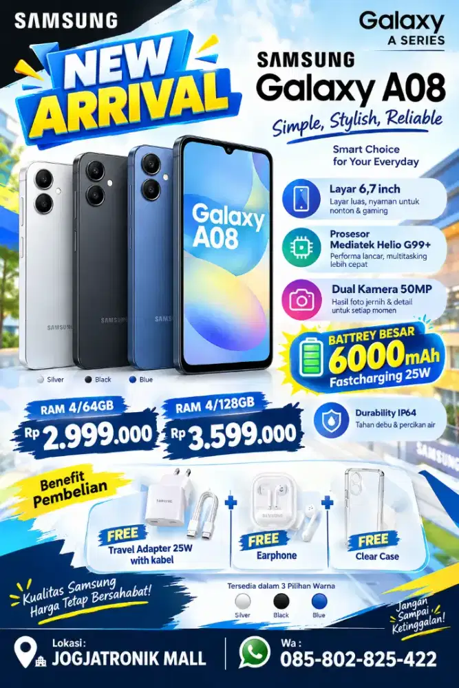 NEW SAMSUNG A08 BANYAK BONUS! GARANSI SEIN RESMI 1TAHUN
