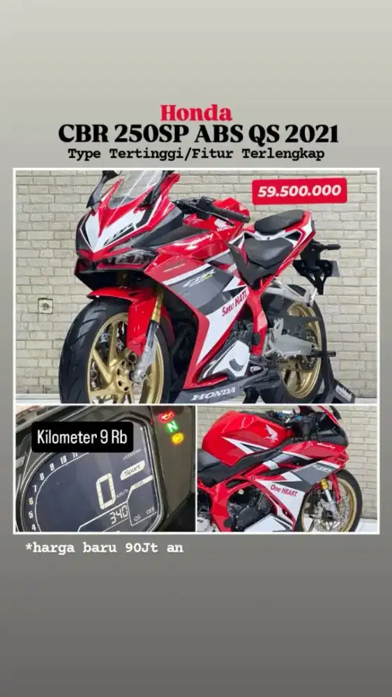 Odo 9rb Istimewa!!Honda CBR 250RR ABS Sp QS 2021 Plat S Mulus-Mustika