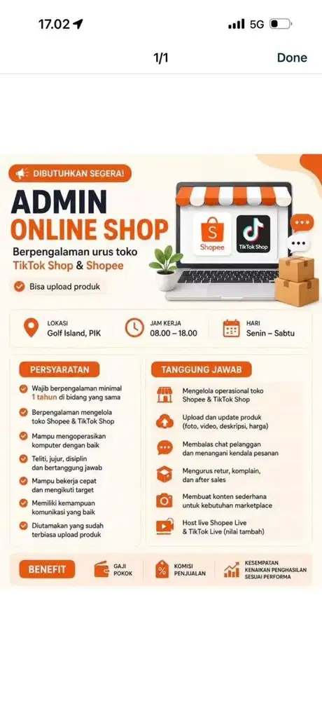 LOKER ADMIN TOKO PACKING ( WAJIB BISA KOMPUTER & BERPENGALAMAN)