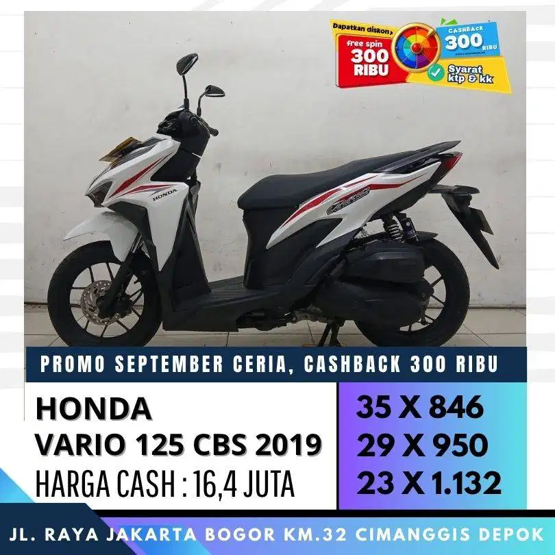 HONDA VARIO 125 CBS 2019 CASH KREDIT UNIT BERGARANSI
