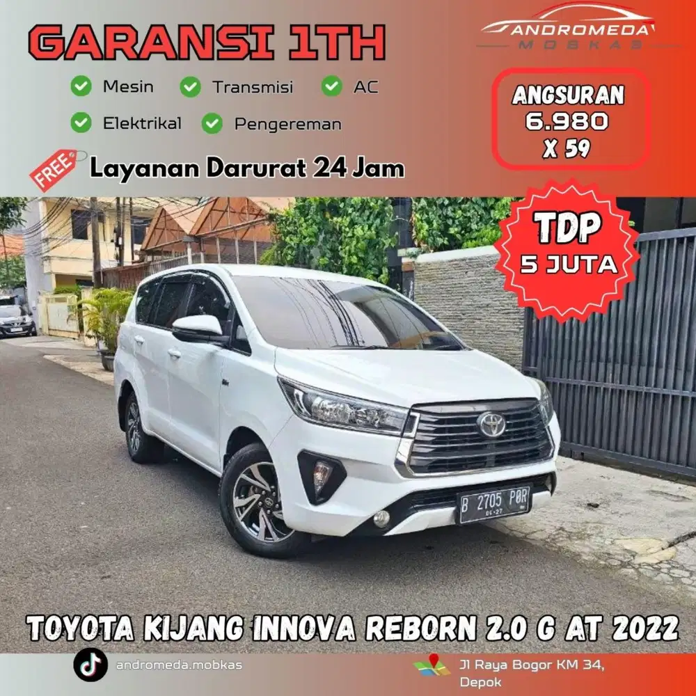 TDP TERMURAH 5 JT TOYOTA KIJANG INNOVA REBORN 2.0 G AT 2022 ISTIMEWA