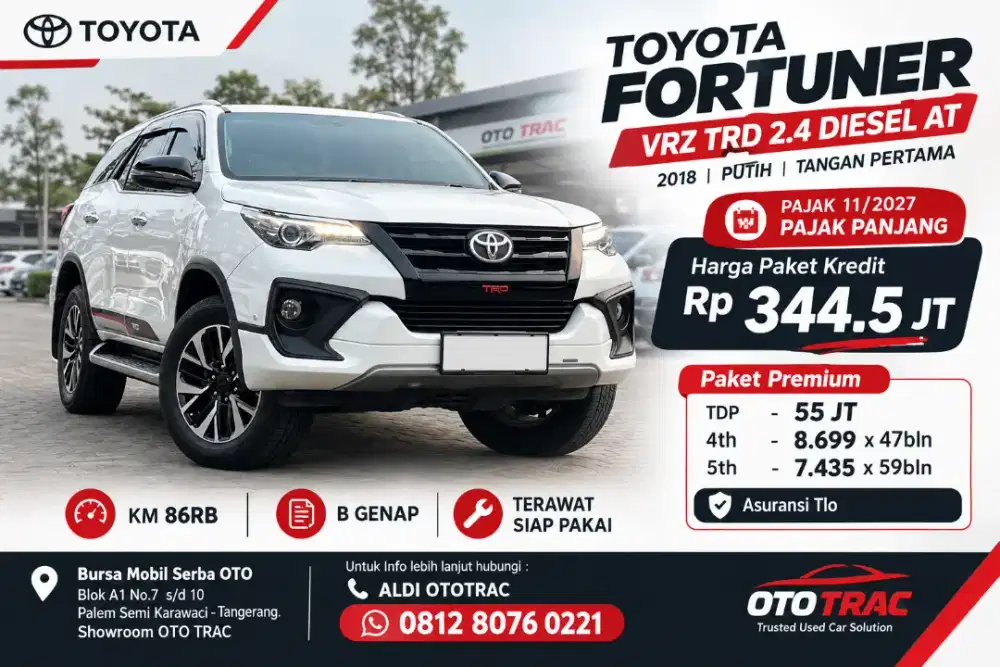 TANGAN PERTAMA ‼️ TOYOTA FORTUNER VRZ TRD 2.4 DIESEL AT 2018 PUTIH