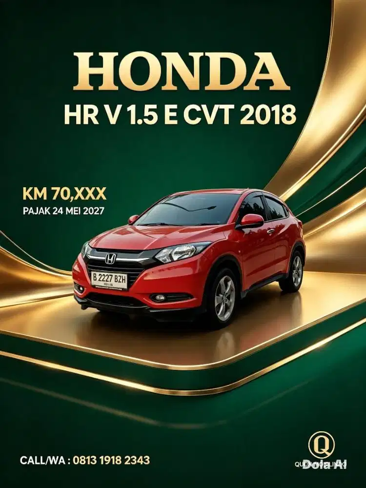 HONDA HRV HR V 1.5 E AT A/T CVT MATIC 2018
WARNA MERAH FAVORITE