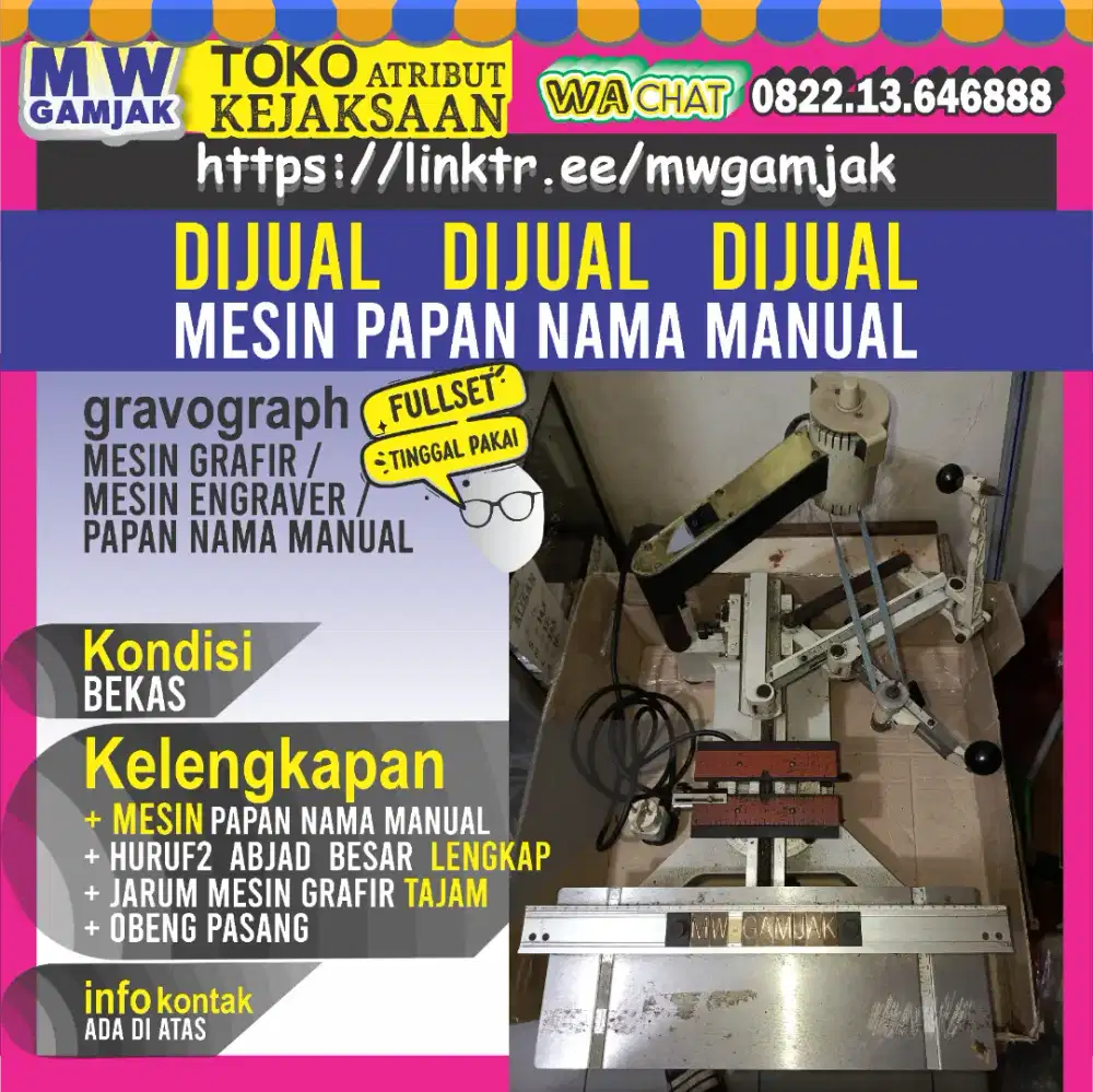 Dijual mesin grafir listrik manual, untuk bikin papan nama dada PNS.
