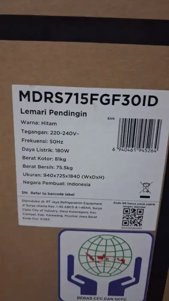Kulkas side by side Midea MDRS715FGF30ID 558L