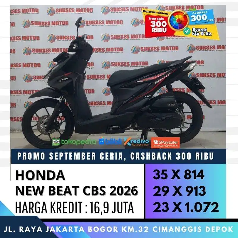 HONDA NEW BEAT CBS 2026 MULUS CASH KREDIT CC/PAYLATER