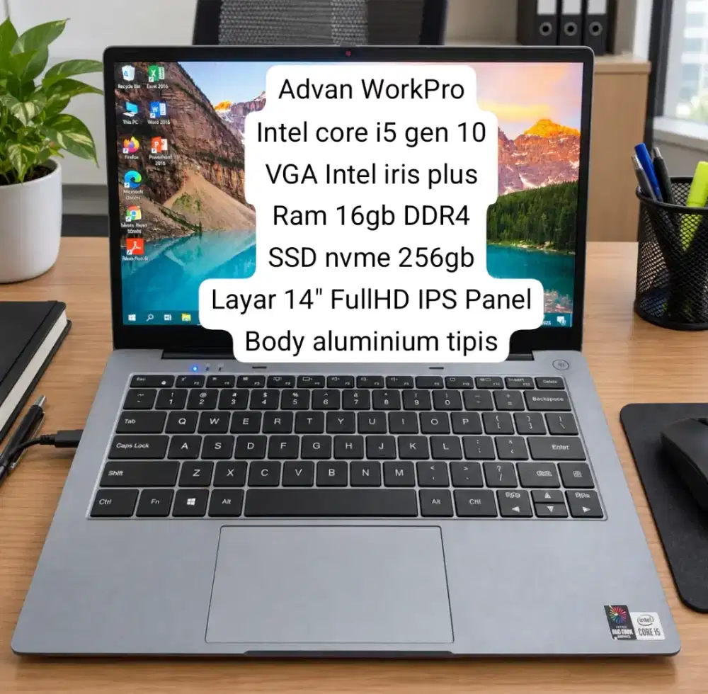 Laptop core i5 gen 10 ram 16gb SSD nvme 256gb