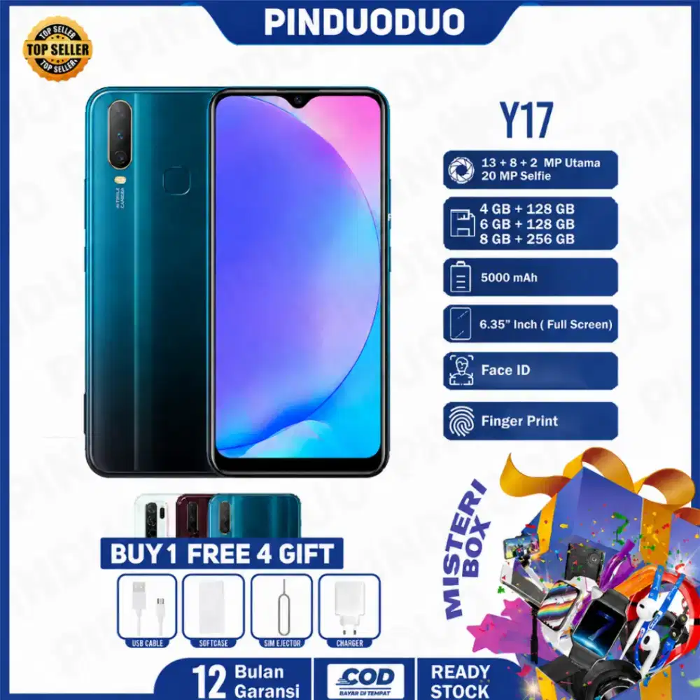 TERJUAL 7RB++: HP VIVO Y17 RAM 8 ROM 256GB Smartphone 4G LET 6.35