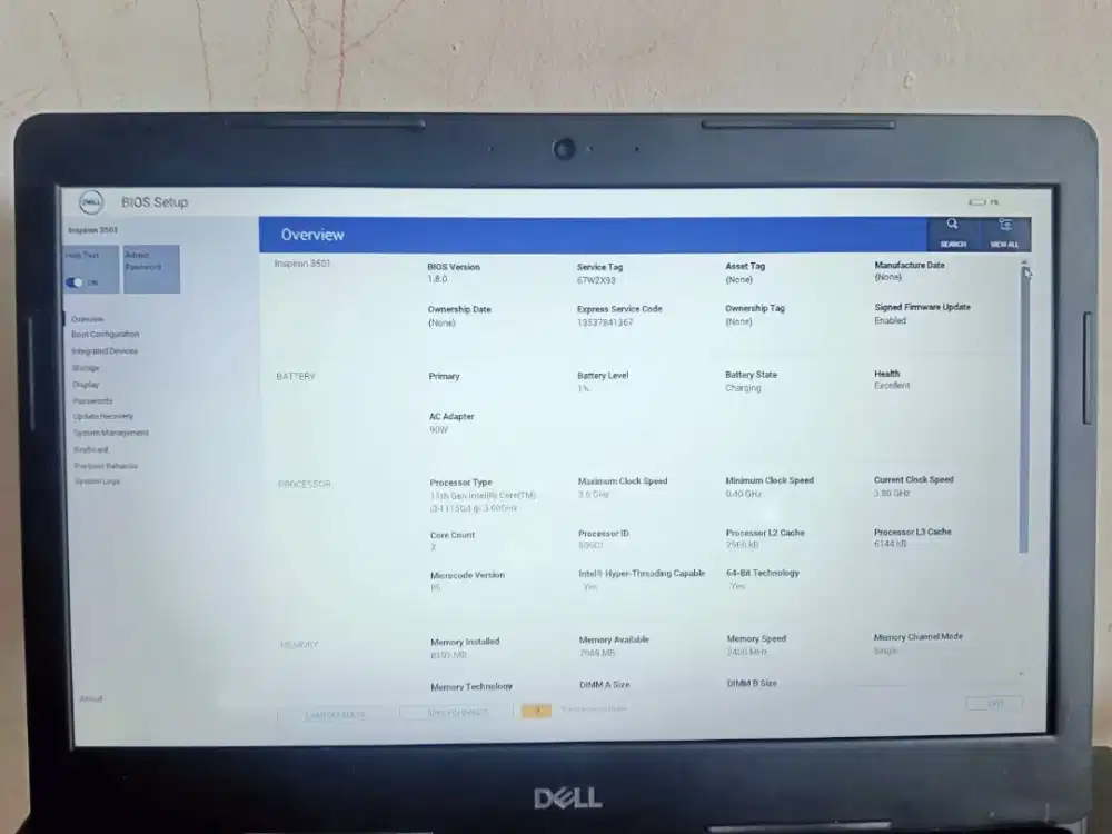 LAPTOP DELL I3 GEN 11 RAM 8GB DDR4 TANPA SSD 14 IN FULL HD CIAWI BOGOR