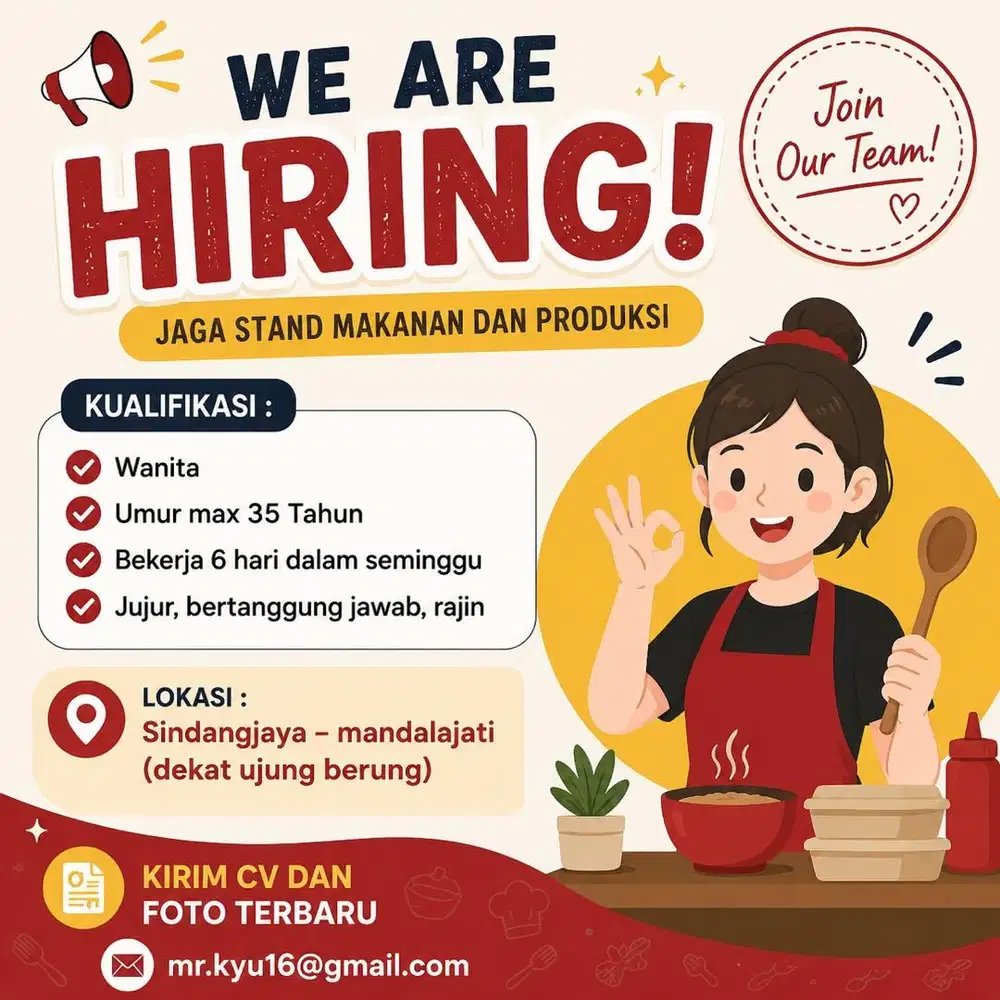 Dicari penjaga stand makanan