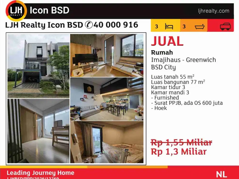 Di Jual Rumah Hunian Imajihaus Greenwich BSD City