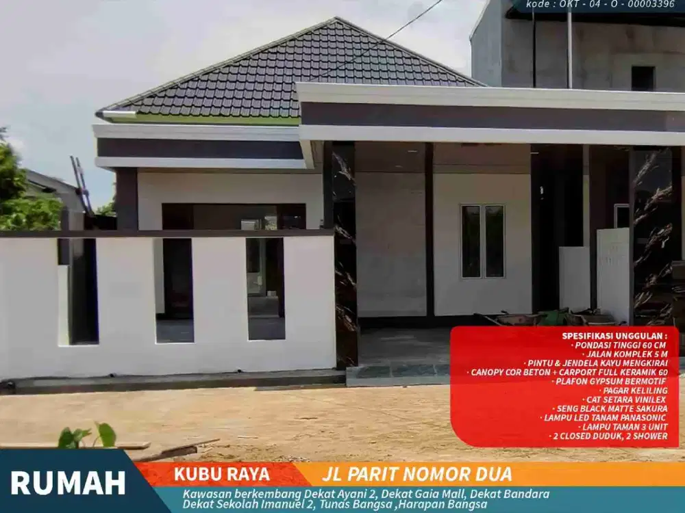 dijual rumah ready parit no 2 kuburaya pontianak