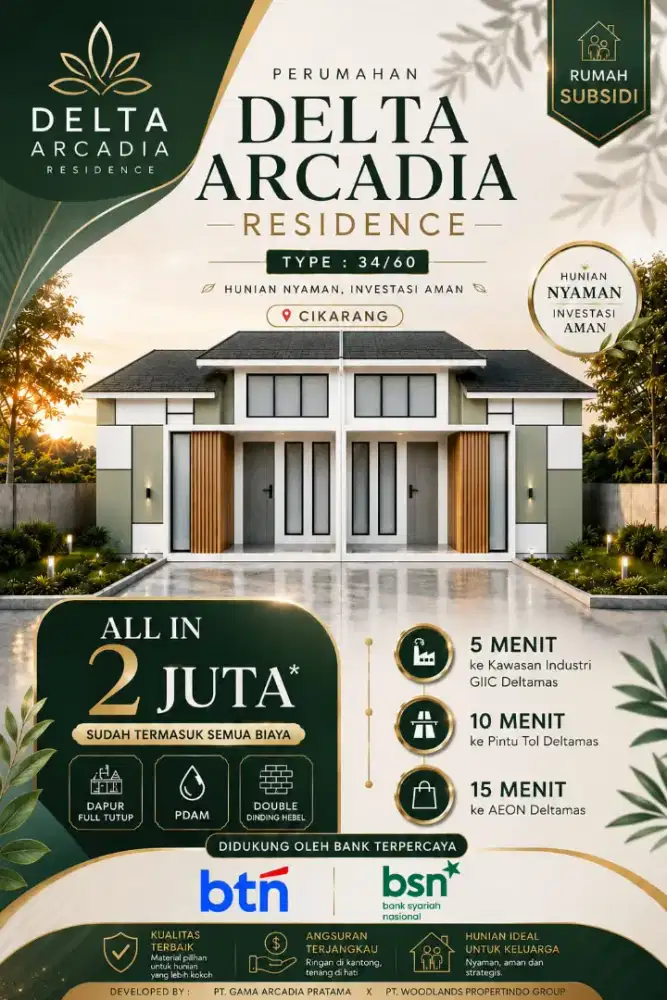 Perumahan Subsidi Delta Arcadia Residence Deltamas dekat Pemda Bekasi