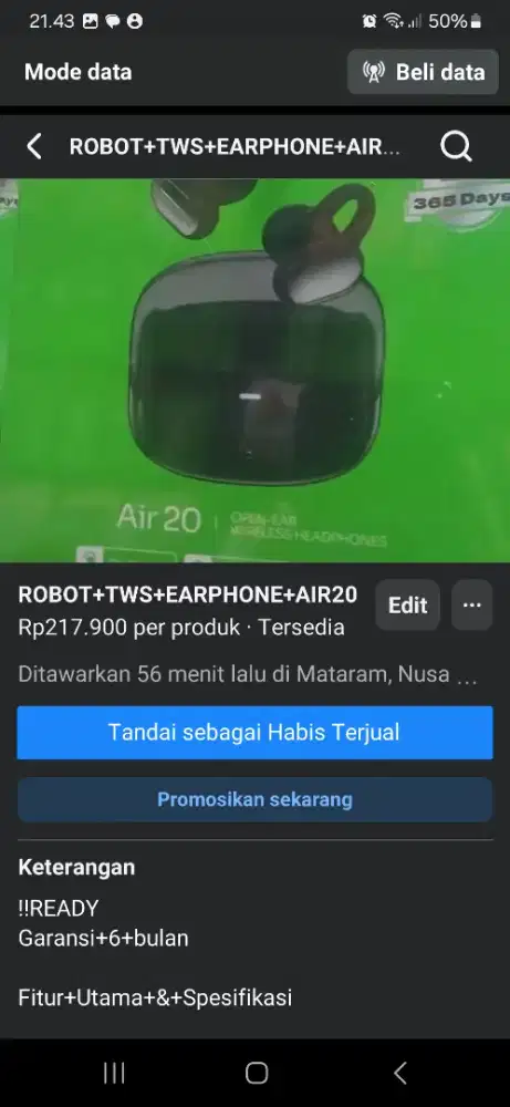 ROBOT TWS EARPHONE AIR20