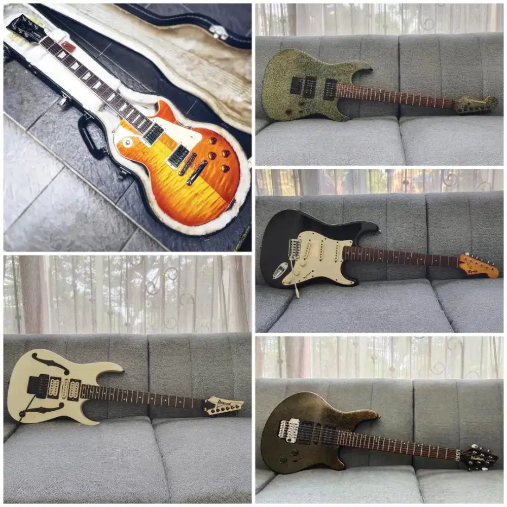 Gibson, ibanez, squier, washburn