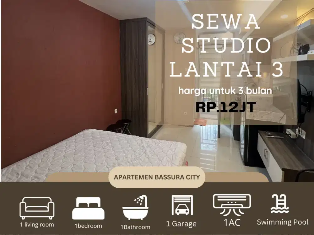 sewa studio full furnish view bagus apartemen bassura city