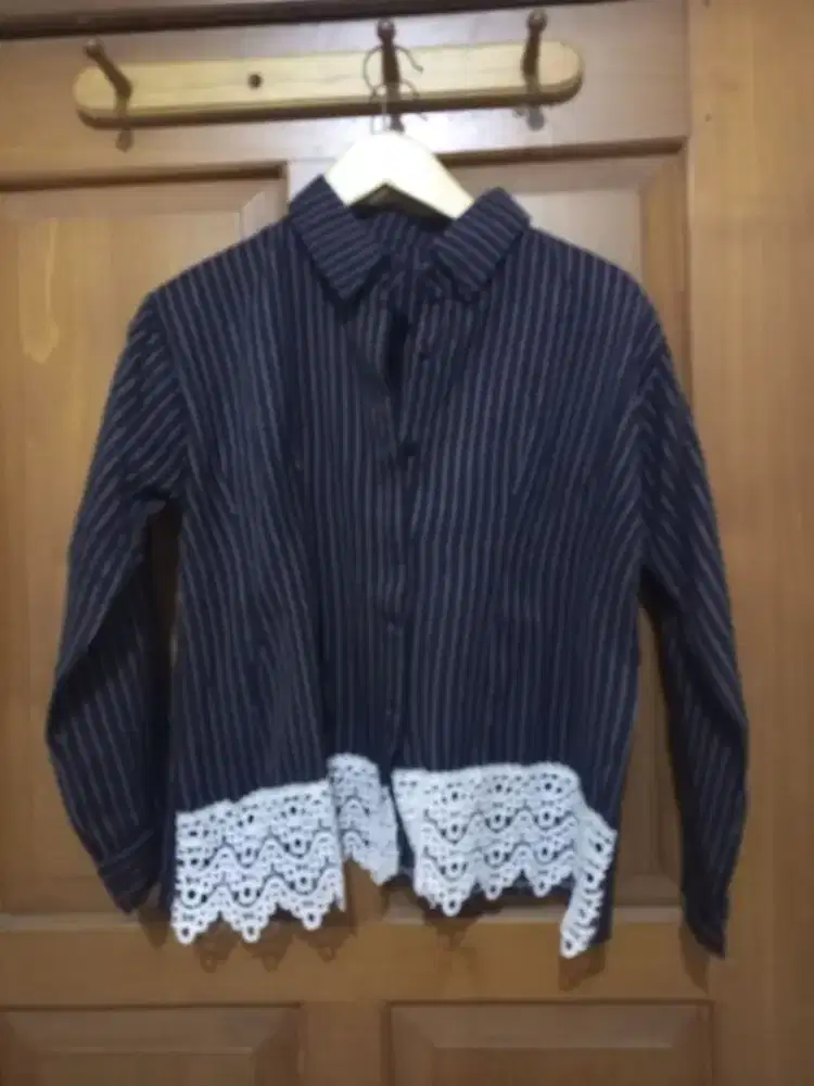 Sale blouse merah dan hitam bawah renda baju cantik wanita kemeja