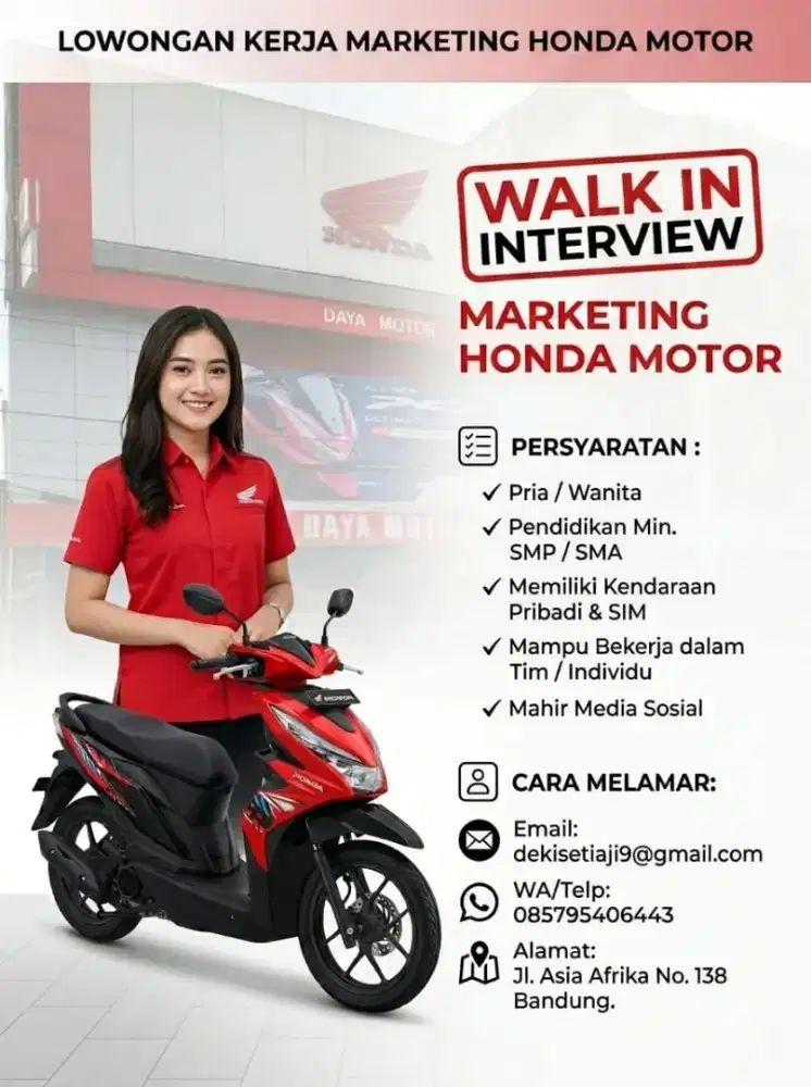 Di Butuhkan Marketing Honda