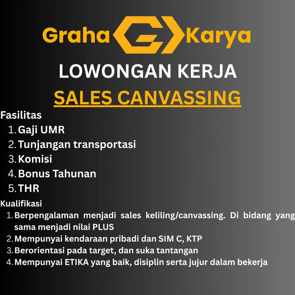 Lowongan Kerja Sales Keliling Canvassing