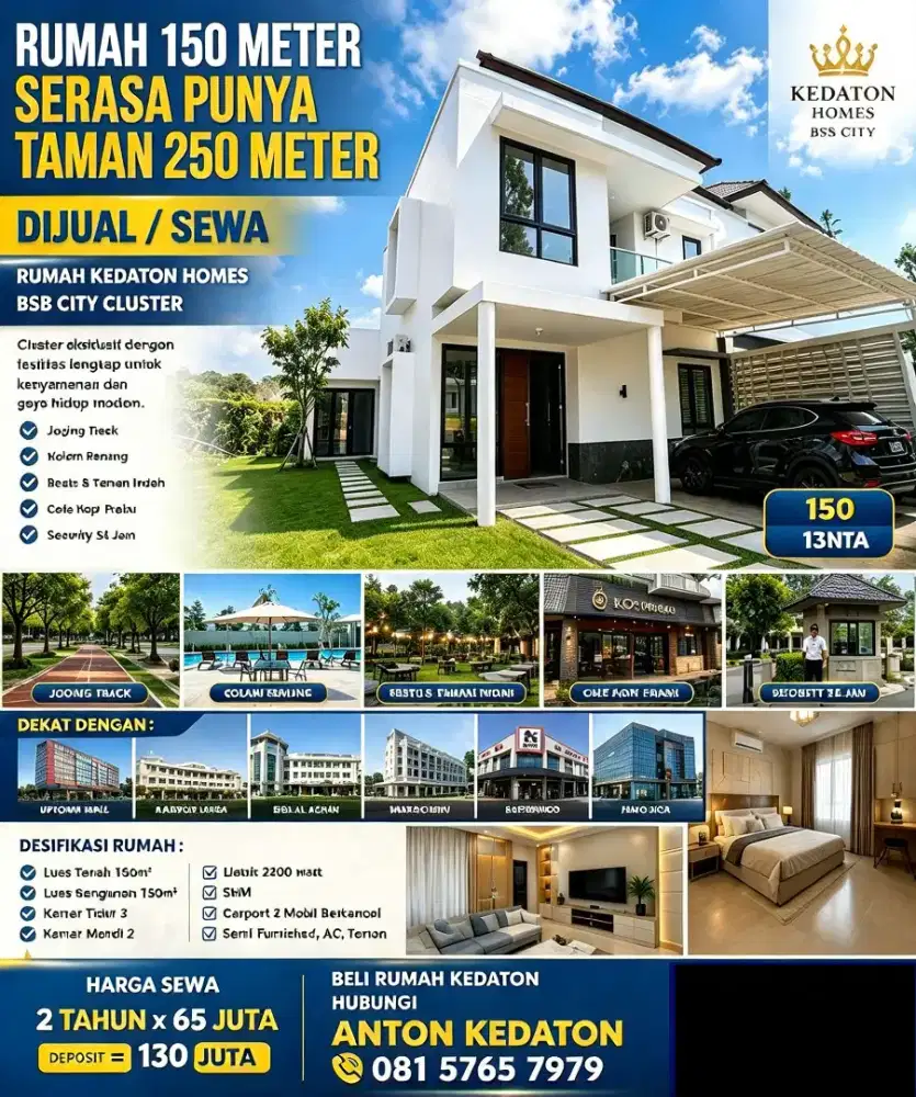 Sewa rumah 3KT kedaton bsb woodland ivy park hilago victoria valley