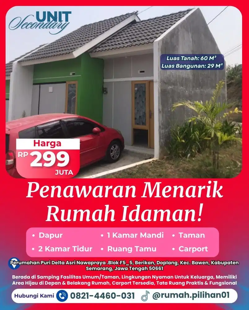 Rumah Praktis Dengan 2 Kamar & Area Hijau