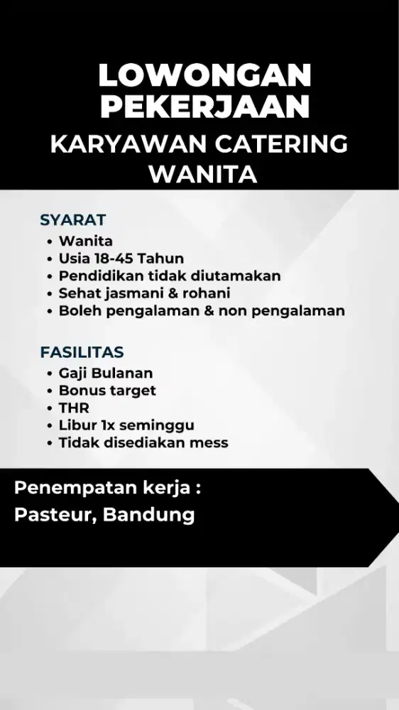 Lowongan Kerja Karyawan Catering Wanita Bandung