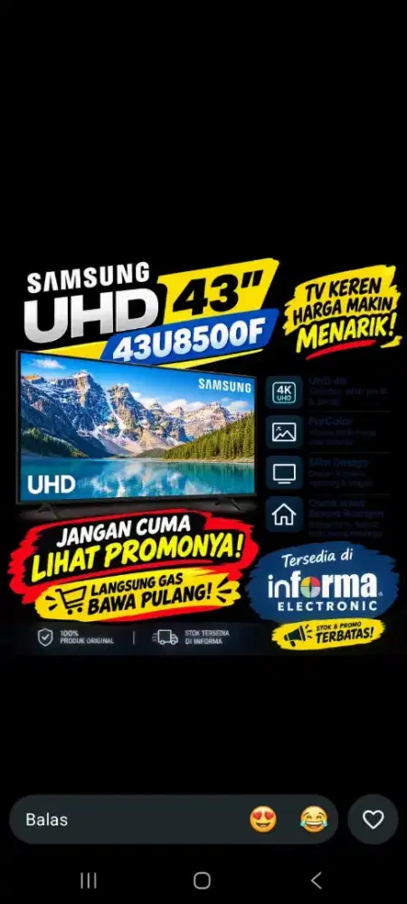 SAMSUNG 43 SMART TV 4KUHD
