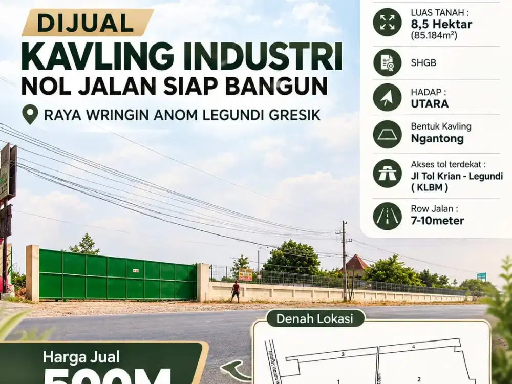 Dijual Kavling Raya Wringin Anom Legundi Gresik