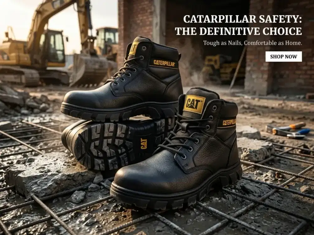 Sepatu Safety Caterpillar Leather Boots - Proteksi Maksimal Ujung Besi