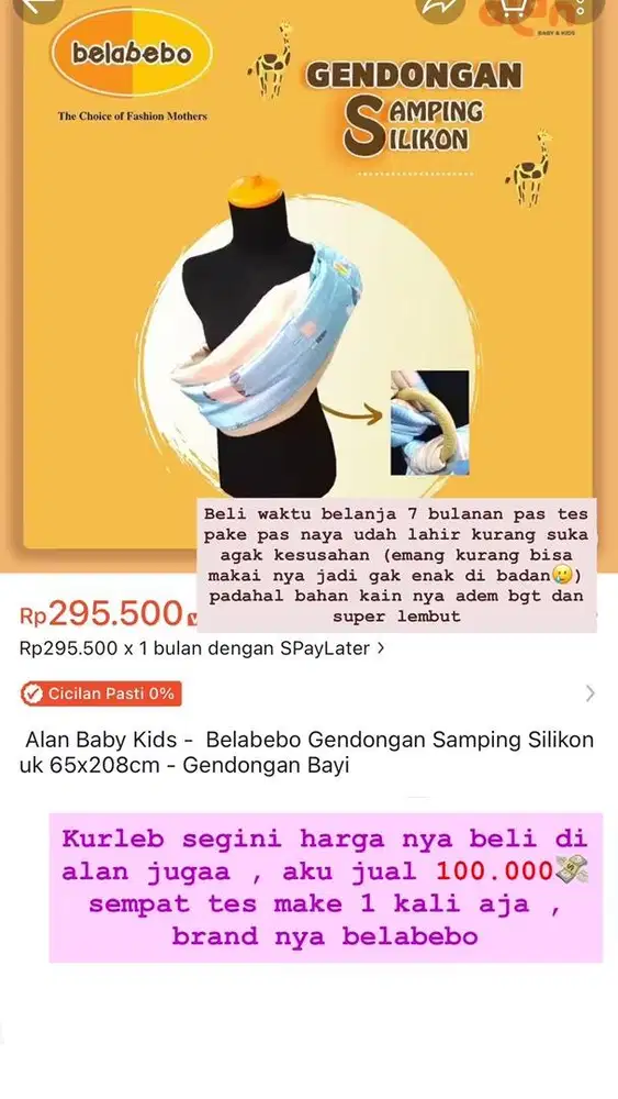 Gendongan bayi merek balabebo